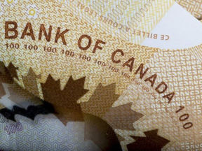 Closeup of Canadian $100 bill.