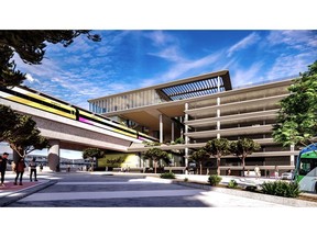 A rendering of the new Brightline West high-speed rail station at Cucamonga Station. Cucamonga Station is the southern terminus for the all-electric high-speed rail passenger service traveling up to 200 mph between Las Vegas and Rancho Cucamonga, California where passengers can easily connect to Metrolink regional rail service into downtown Los Angeles and beyond. Cucamonga Station will be the first fully multi-modal transportation hub in the country to connect high-speed rail to trains, planes, buses and carpool services.