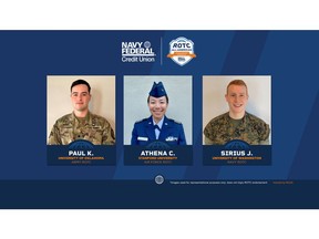Navy Federal selected the top Air Force, Army and Navy/Marine students as the three ROTC All-American Scholarship Program Students of the Year.