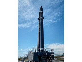 Rocket Lab's Electron launch vehicle on the pad at Launch Complex 1 in New Zealand ahead of the company's next mission this week, a dedicated launch for Japanese company iQPS.
