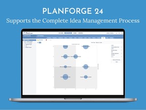 Planforge's idea bubble chart with configurable evaluation criteria