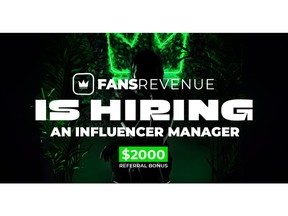 FansRevenue is hiring an influencer manager