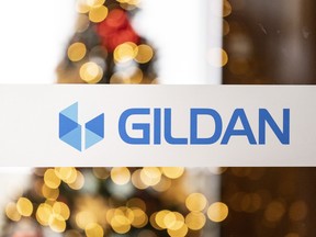 The Gildan logo outside the company's offices in Montreal.