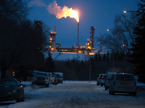 Flaring at an Imperial Oil Canada fuels operations