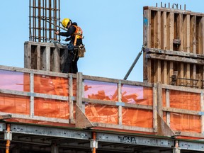 A condo building under construction in downtown Victoria, B.C.