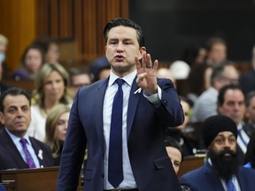 Conservative Leader Pierre Poilievre during question period in the House of Commons on Parliament Hill in Ottawa.