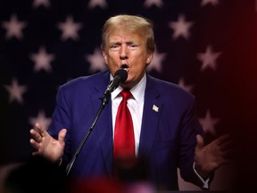 Former U.S. President Donald Trump delivers remarks during a campaign rally at the Reno-Sparks Convention Center on Dec. 17 in Reno, Nevada.