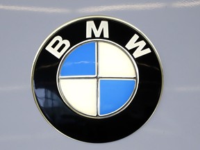FILE - This is the BMW logo on display at the 2020 Pittsburgh International Auto Show Thursday, Feb.13, 2020 in Pittsburgh. BMW is recalling a small number of SUVs in the U.S., Saturday, Dec. 2, 2023, because the driver's air bag inflators can blow apart in a crash, hurling metal shrapnel and possibly injuring or killing people in the vehicles.