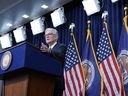Federal Reserve chair Jerome Powell speaks during a news conference at the Federal Reserve in Washington, Nov. 1, 2023.