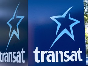 Transat AT Inc. reported a profit of $3.2 million in its latest quarter compared with a loss a year ago as its revenue rose more than 30 per cent. An Air Transat sign is seen Tuesday, May 31, 2016 in Montreal.