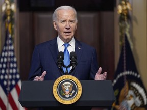 FILE - President Joe Biden speaks during a meeting of the National Infrastructure Advisory Council in the Indian Treaty Room on the White House campus, Wednesday, Dec. 13, 2023, in Washington.
