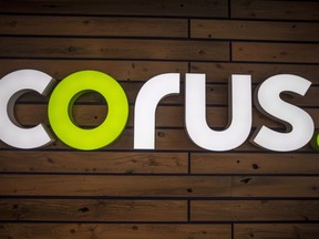 The new Corus logo inside Corus Quay in Toronto is photographed on June 22, 2018.