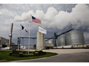 Flags fly outside the POET LLC ethanol biorefinery in Gowrie, Iowa.