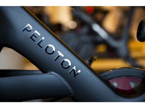 A Peloton stationary bike in Dedham, Massachusetts.