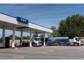 A YPF SA gas station in Plaza Huincul, Argentina.