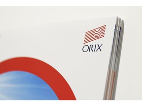 The Orix Corp. logo displayed on a brochure at the companys headquarters in Tokyo, Japan, on Tuesday, Oct. 19, 2021.  Photographer: Kiyoshi Ota/Bloomberg