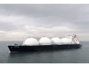 A liquefied natural gas tanker