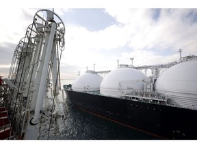 The liquefied natural gas (LNG) tanker Sohshu Maru approaches Jera Co.'s Futtsu Thermal Power Station in Futtsu, Chiba Prefecture, Japan, on Friday, Dec. 17, 2021. North Asia spot LNG prices hovered near $40/mmbtu, with buyers in the region satisfied by inventory levels heading into winter, while European prices traded at a premium to Asian values for a third day.