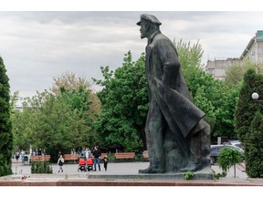 A statue of Vladimir Lenin, former Communist Party founder, in Comrat, Moldova, on Monday, May 2, 2022. Comrat is the capital of Gagauzia, an autonomous region of Moldova which has neutrality written into its constitution, meaning there's no risk of it joining the North Atlantic Treaty Organization, a factor Russia cited for its dispute with Ukraine.