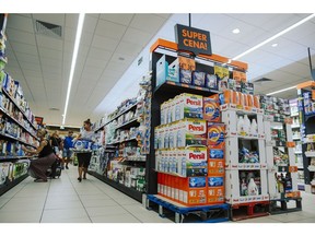 An end aisle display of washing detergents inside a Biedronka supermarket, operated by Jeronimo Martins SGPS SA, in Warsaw, Poland, on Tuesday, Aug. 22, 2023. Polish inflation slowed to its lowest rate in 17 months, making it more likely that the central bank will start cutting interest rates as early as in September.