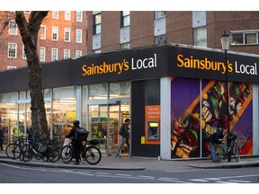 A Sainsbury's Local supermarket in London, UK, on Tuesday, Jan. 9, 2024. J Sainsbury Plc is expected to report strong third-quarter sales driven by its grocery segment, as food inflation continues to decelerate in the UK.