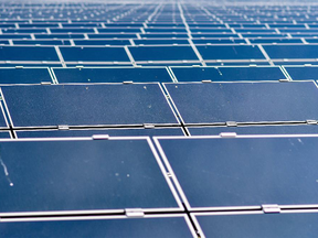 A closeup of solar panels