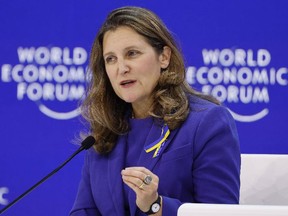 Finance Minister Chrystia Freeland and the World Economic Forum in Davos, Switzerland, on Jan. 18.