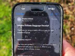 An iPhone from Alaska Airlines Flight 1282