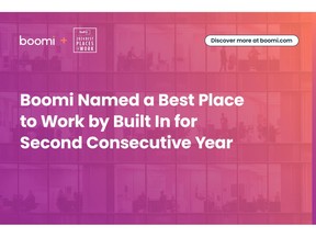 Boomi Named a Best Place to Work by Built In for Second Consecutive Year