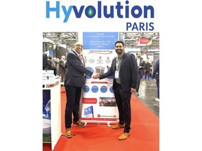 Above, left to right: Dr. Bruno G. Pollet, PhD in Physical Chemistry and Gurjant Randhawa, CEO of Cipher Neutron; during the appointment of Dr. Bruno G. Pollet to the Advisory Board of Cipher Neutron at Hyvolution Paris, January 30, 2024