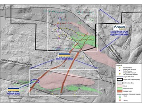 Surface Map – Angus Gold's Eagle River Splay Exploration Area, Golden Sky Project