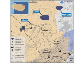 Overview of the eastern Athabasca Basin, highlighting Standard Uranium's Ascent project.