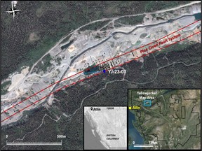 Yellowjacket Target Collar Location Map, Atlin Goldfields Project