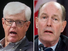 Two former heavyweights in Canadian politics, John Manley, left, and David Dodge, say the United States is staring down a fiscal crisis reminiscent of the one Canada endured in the 1990s.