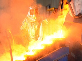 Gold is poured at Agnico Eagle Mines Ltd.'s Meadowbank facility in Nunavut.