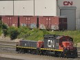 Canadian National Railway Co. trains at a train yard in Vaughan, Ont.