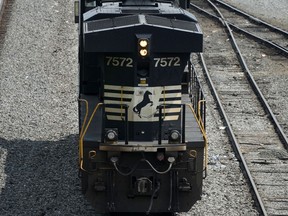 Norfolk Southern Corp. locomotives are moved in its Conway Terminal in Pennsylvania, 2023.