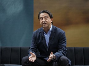Jose Munoz, president and global CEO of Hyundai Motor Company, speaks during a Hyundai news conference before the start of the CES tech show Monday, Jan. 8, 2024, in Las Vegas.