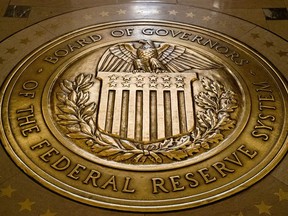 FILE- The seal of the Board of Governors of the United States Federal Reserve System is shown at the Marriner S. Eccles Federal Reserve Board Building in Washington on Feb. 5, 2018.