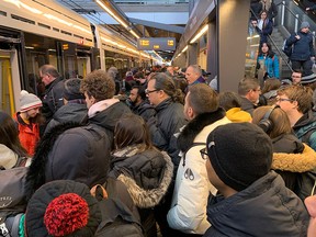 A crowded train platform in Ottawa. Canada's population grew by 1.2 million in 2023.