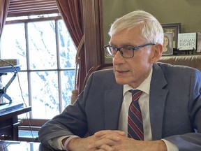Wisconsin Democratic Gov. Tony Evers, who has pushed for full legalization of recreational marijuana, says he supports a more limited medical marijuana legalization being promoted by Republicans in an Associated Press interview on Wednesday, Jan. 3, 2024, in his Capitol office in Madison, Wisconsin.