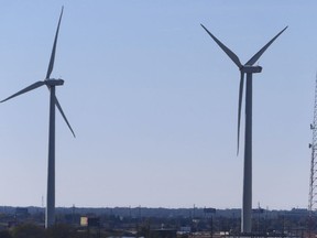 Land-based wind turbines spin in Atlantic City, N.J. on Nov. 3, 2023. On Jan. 24, 2024, New Jersey utilities regulators approved two additional offshore wind farms, bringing the state's number to three.