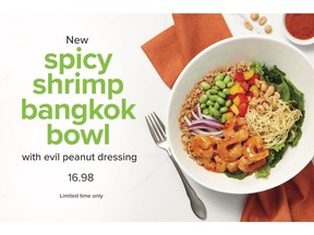 Spice up your new year with this evil little secret! The Chopped Leaf's spicy shrimp bangkok bowl with our signature evil peanut dressing is delicious, nutritious and anything but boring. Add our Evil Peanut Dressing to your protein to kick up the flavour another notch!