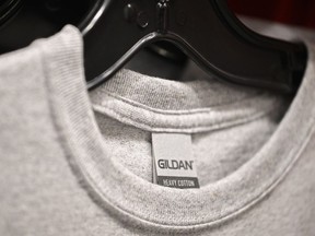 Gildan apparel at a store in Montreal