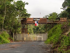 A security barricade at the entrance of the shuttered First Quantum Minerals Ltd. mine in Donoso, Colon province, Panama, on Tuesday, Jan. 9, 2024.