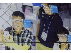 A screen demonstrates facial-recognition technology at the Beijing Megvii Co. booth at the MWC Shanghai exhibition in Shanghai, China in 2019. Photographer: Qilai Shen/Bloomberg