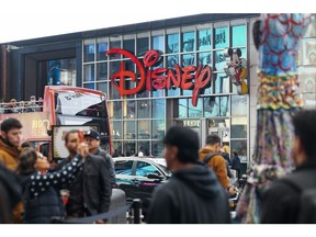 The Disney store in the Times Square neighborhood of New York, US, on Monday, Oct. 30, 2023. Walt Disney Co. is scheduled to release earnings figures on November 8. Photographer: Angus Mordant/Bloomberg