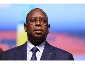 Macky Sall, Senegal's president, at the Group of 20 investment summit in Berlin, Germany, on Monday, Nov. 20, 2023. German Chancellor Olaf Scholz pledged €4 billion ($4.4 billion) for the Africa-EU Green Energy Initiative through 2030 and said Europe's biggest economy will import "a large proportion" of its green hydrogen needs from the continent.