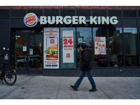 A Burger King fast food restaurant in the Queens borough of New York, US, on Sunday, Feb. 11, 2024. Restaurant Brands International Inc. is scheduled to release earnings figures on February 13.