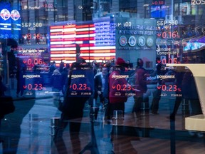 Stock market information at the Nasdaq site in New York